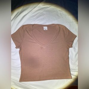 Full Tilt - CropTop V Neck Creamy Brown